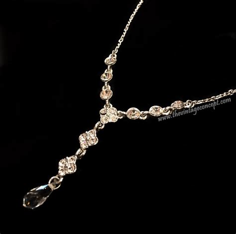 givenchy silvertone and crystal drop necklace|vintage givenchy necklace.